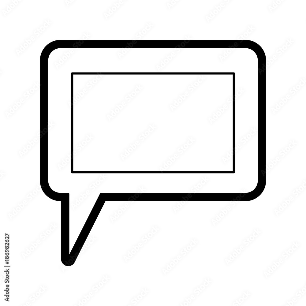 dialogue box icon with tail and frame in black silhouette with thick contour dialogue box icon with tail and frame in black silhouette with thick contour