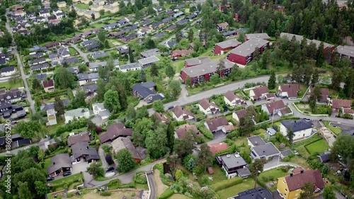 Drone shot at Holmenkollen in Oslo, Norway, wide in photo