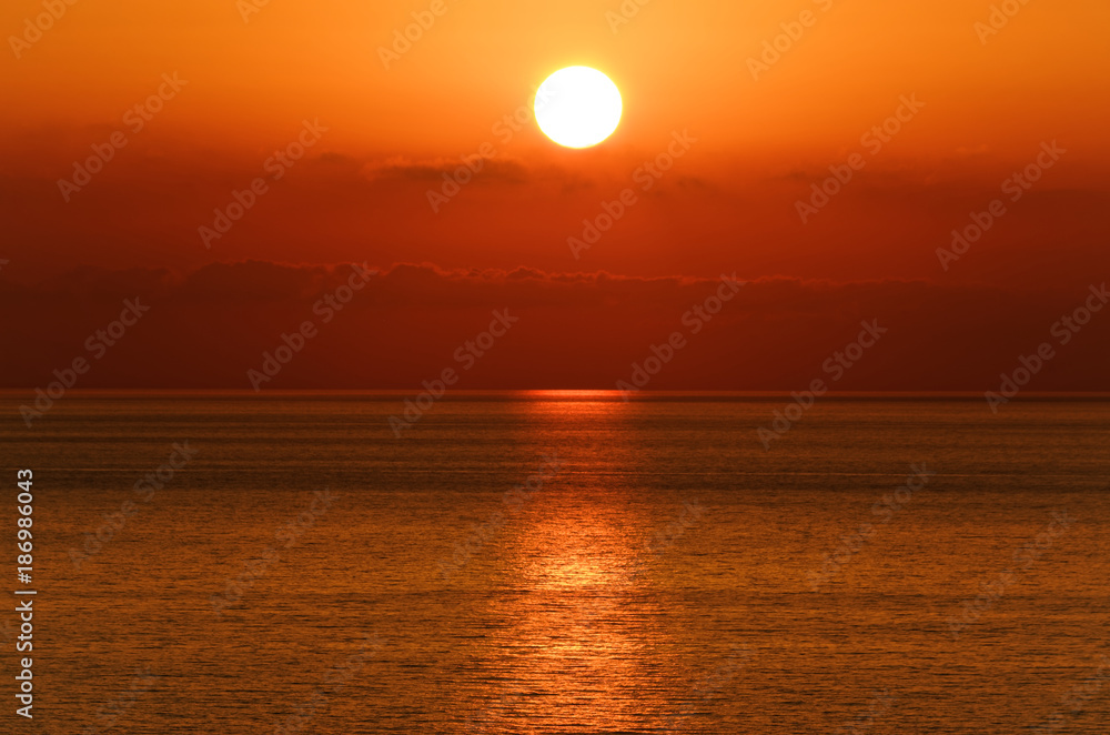 Beautiful sunset above the tyrrhenian sea