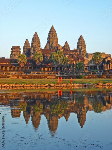 sunset at Angkor Wat the world heritage site at Cambodia 
