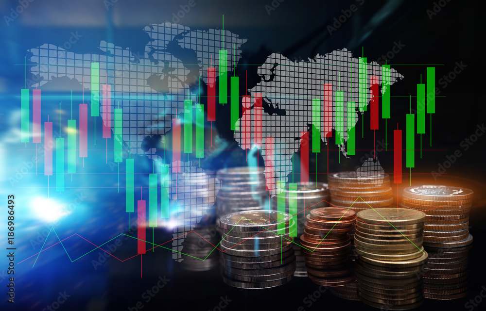 rows of coins for finance and banking concept with Forex graph on the world map business background. A metaphor of international financial consulting rows of coins for finance and banking concept with Forex graph on the world map business background. A metaphor of international financial consulting