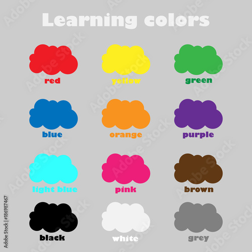 Fotografia, Obraz Learning colors for children, fun education game for kids, colorful clouds, pres