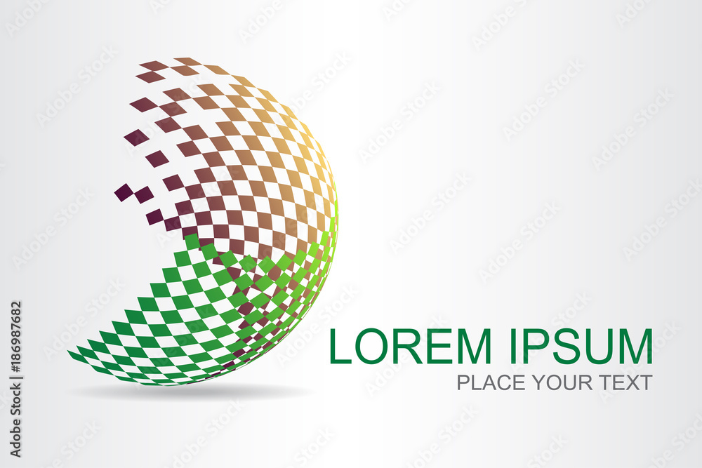 Logo stylized spherical surface with abstract shapes Logo stylized spherical surface with abstract shapes