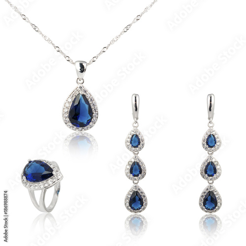 Set of fashion jewelry isolated on white