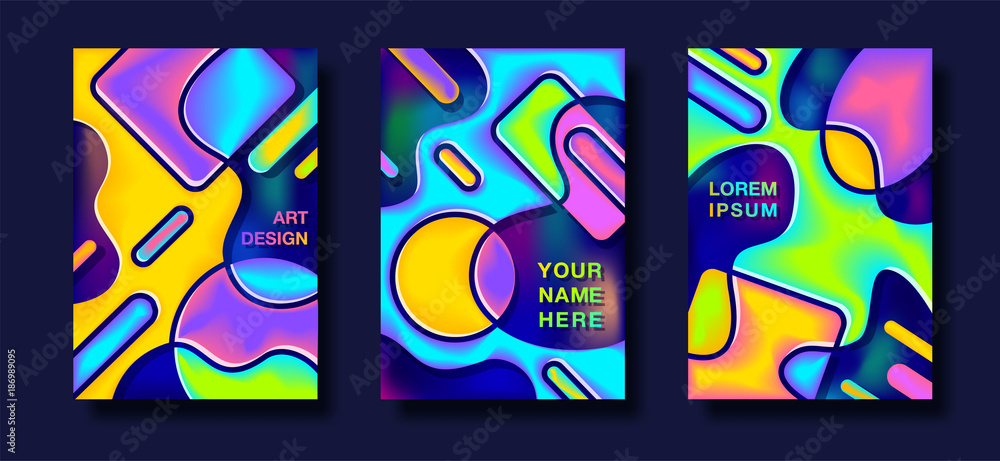 Set geometric bright and high contrast background for poster, Minimal vector covers design for brochure and web design, card, flyer.