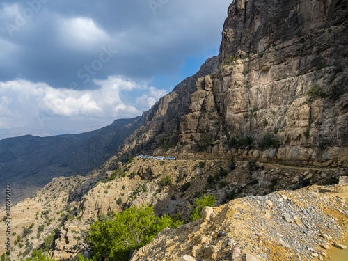 Oman, Bilad Sayt, jeeps on the move to Wadi Bani Awf photo