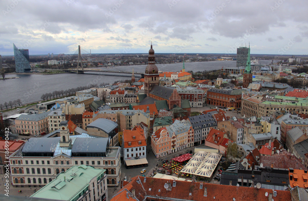 Naklejka premium roofs of Riga, Latvia