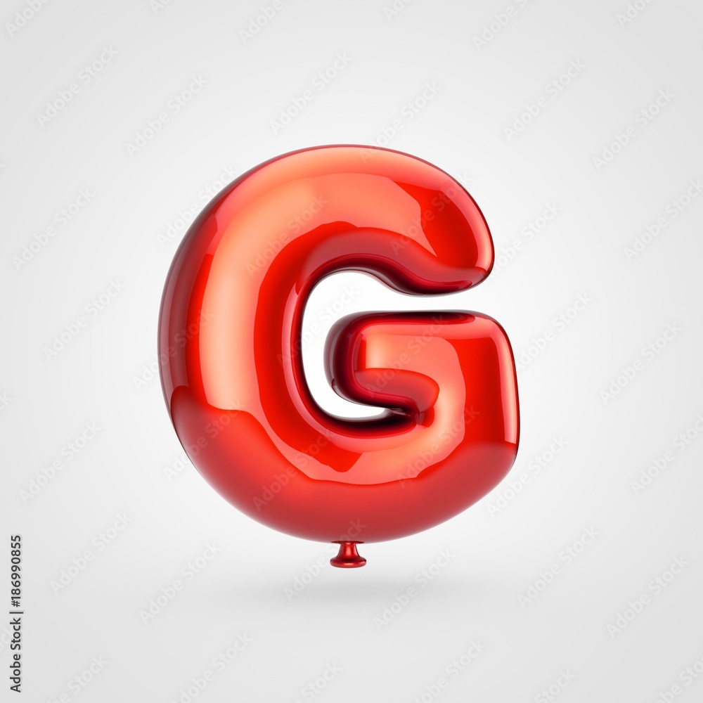 Glossy red balloon letter G uppercase isolated on white background. Glossy red balloon letter G uppercase isolated on white background.