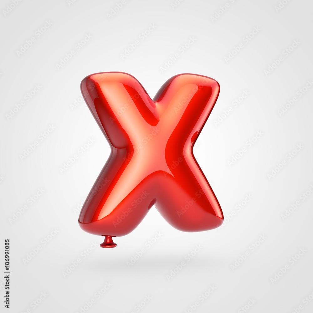 Glossy red balloon letter X uppercase isolated on white background. Glossy red balloon letter X uppercase isolated on white background.