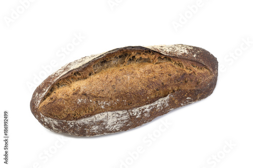 Rustic bread or whole bread on white background