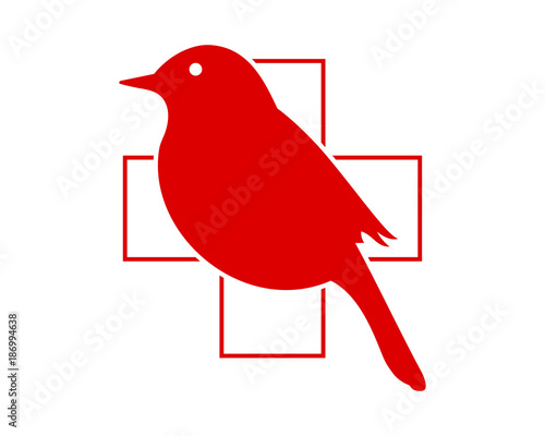cross medical sparrow parakeets bird red silhouette image vector