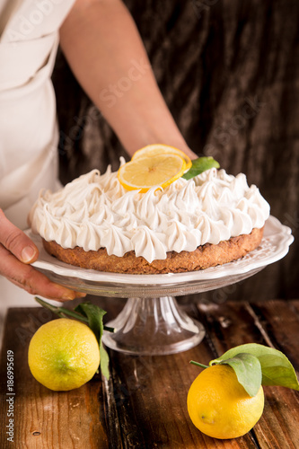 lemon meringue cake  photo