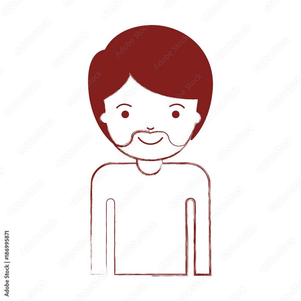half body man with short hair and van dyke beard in dark red blurred silhouette half body man with short hair and van dyke beard in dark red blurred silhouette