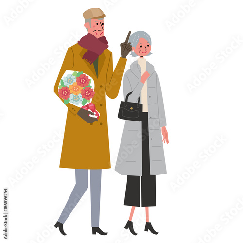 シニア　夫婦　イラスト
