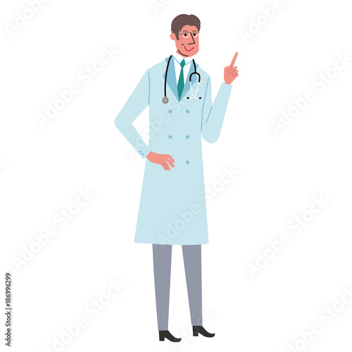医者　イラスト　白衣を着た男性

