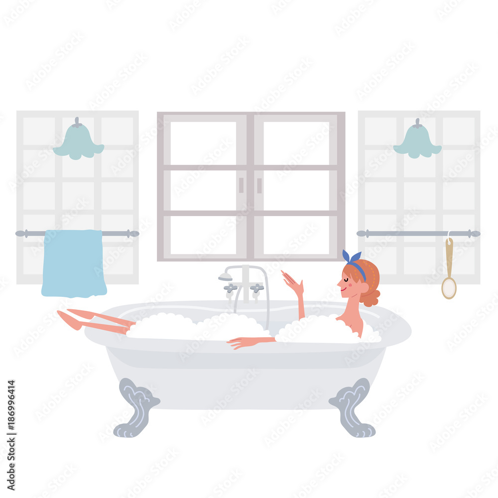 お風呂 女性 イラスト Stock ベクター Adobe Stock