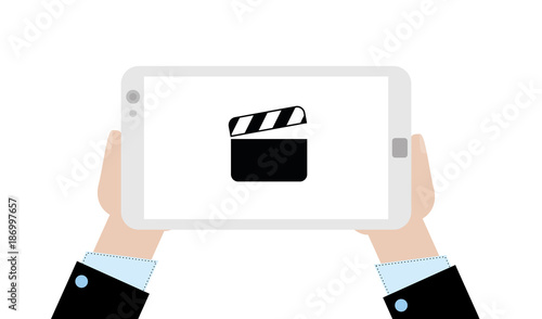Geschäftsmann mit Tablet - Filmklappe