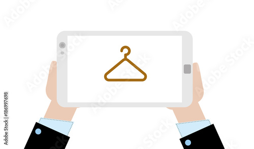 Geschäftsmann mit Tablet - Kleiderbügel