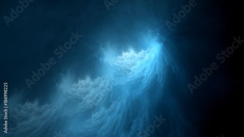 Blue glowing ethereal plasma flame in space