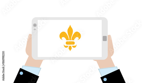 Geschäftsmann mit Tablet - Ornament - Lilie