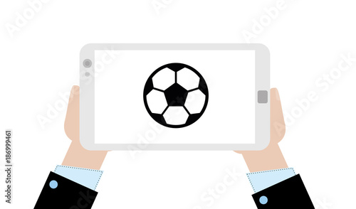 Geschäftsmann mit Tablet - Fußball