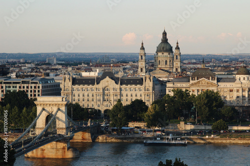 Chain Bridge and St. Stephen's Basilica in Budapest