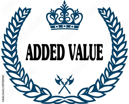 Foto Blue laurels seal with ADDED VALUE text.