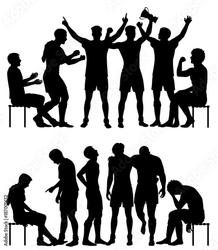 Sport winners and losers silhouettes