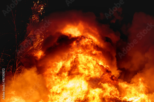 Fire, burning house
