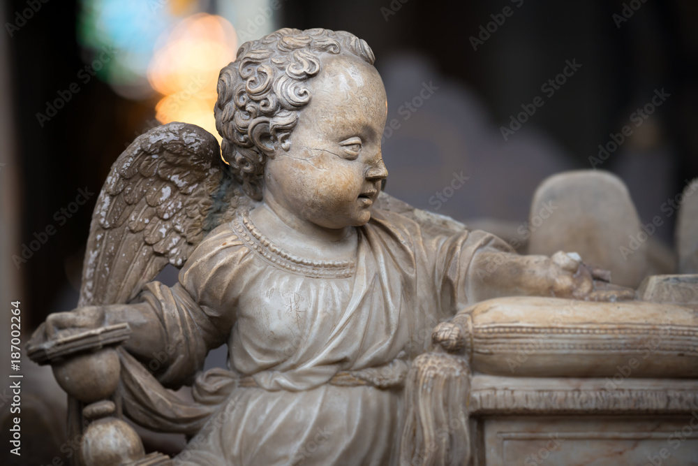 Statue of angel boy in church. Sweden, Europe Statue of angel boy in church. Sweden, Europe