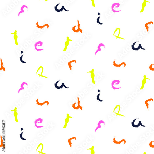 Brushed letters neon blue seamless vector white hipster lettering pattern.