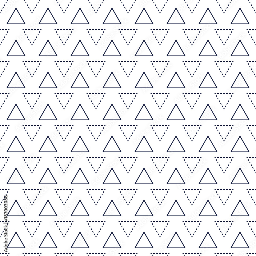 Line triangles seamless vector pattern. Geometric repeating background.