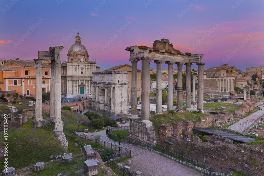 Forum of Rome at sunset, Italy