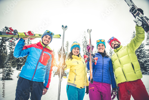Skiers on winter holiday