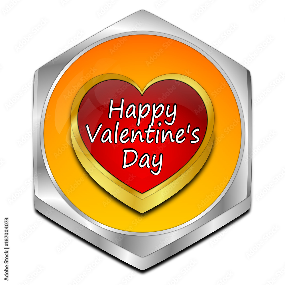 Happy Valentine's Day button - 3D illustration Happy Valentine's Day button - 3D illustration