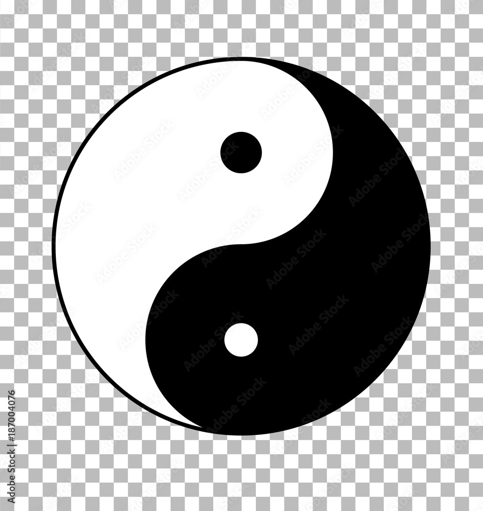 yin yang on transparent background. yin yang sign. flat style. Stock