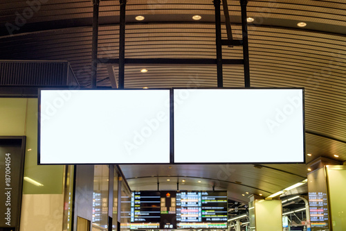 Photography Blank large billboard advertising hanging at station