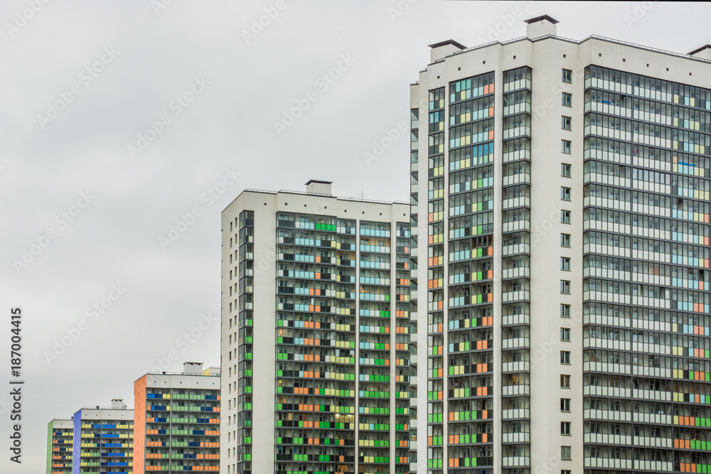 The block of new builings landscape. Builing are standing like domino The block of new builings landscape. Builing are standing like domino