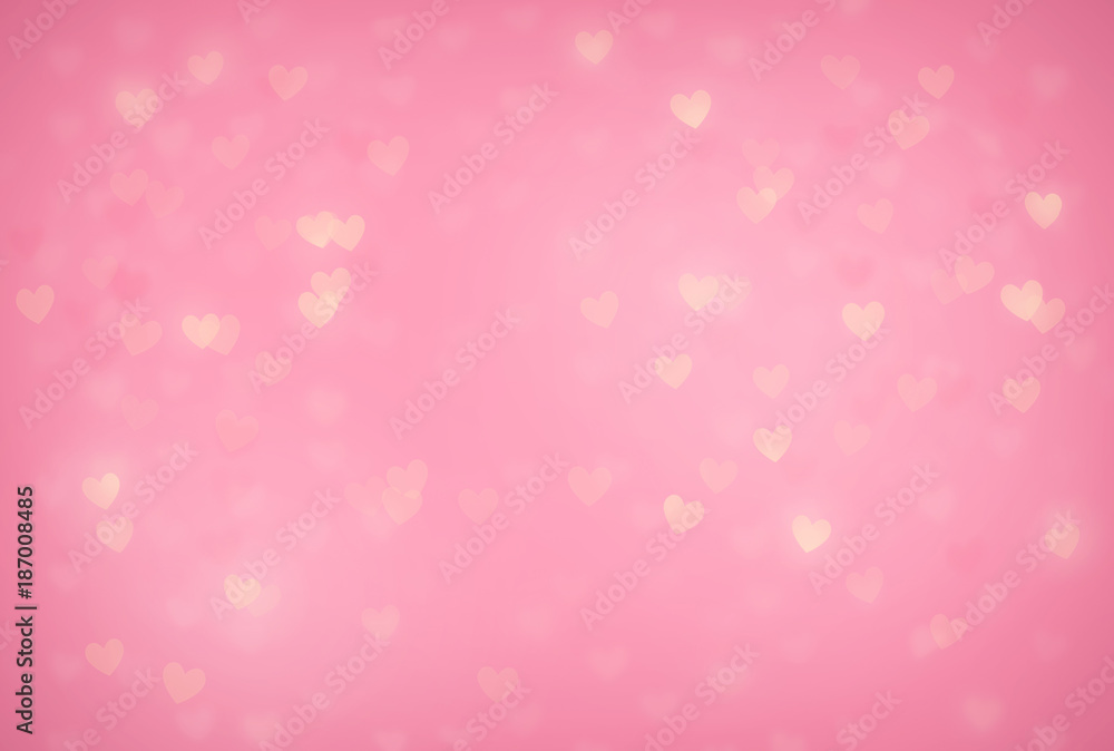 Pink heart-shaped  bokeh background for Valentine's day