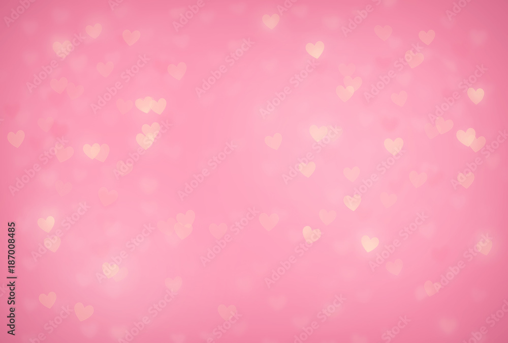 Pink heart-shaped bokeh background for Valentine's day Pink heart-shaped bokeh background for Valentine's day