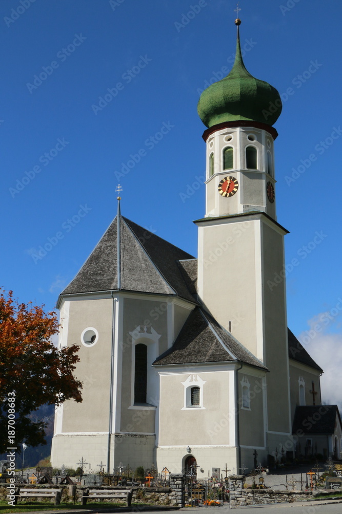 Church of Bartholomäberg with Cemetery, Barockkirche von Bartholomäberg in Vorarlberg mit Bergfriedhof, Pfarrkirche St. Bartholomäus Church of Bartholomäberg with Cemetery, Barockkirche von Bartholomäberg in Vorarlberg mit Bergfriedhof, Pfarrkirche St. Bartholomäus