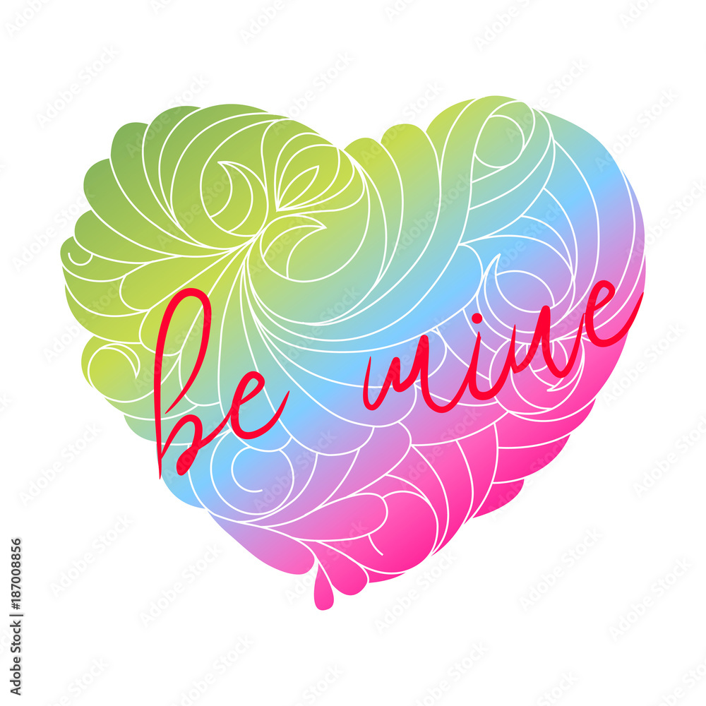 Obraz premium Valentine's day card. Vector rainbow heart isolated on a white