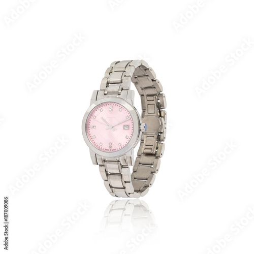 Wallpaper Mural Mechanical silver women's watch isolated on white. Torontodigital.ca