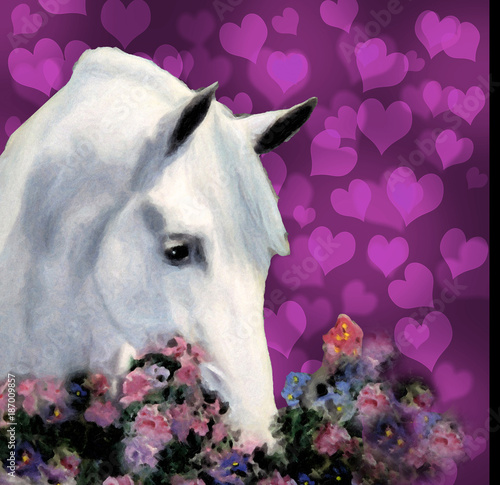 Andalusian Horse With Hearts and Flowers