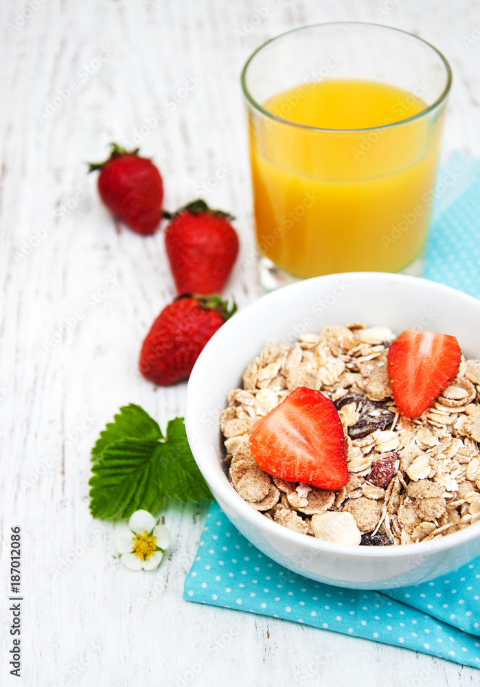 Muesli with strawberries Muesli with strawberries