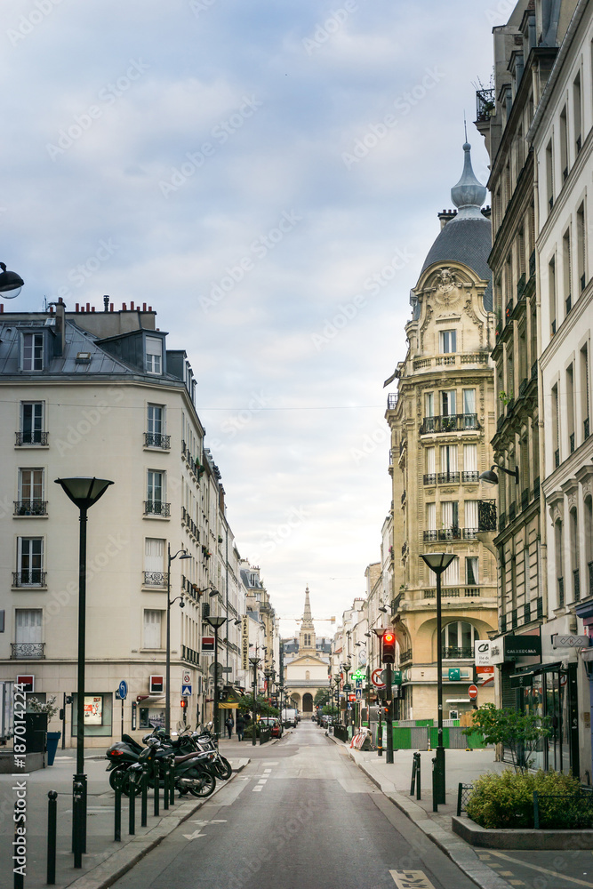 PARIS, FRANCE - July 31,2017 : beautiful Street view of Buildings around Paris city