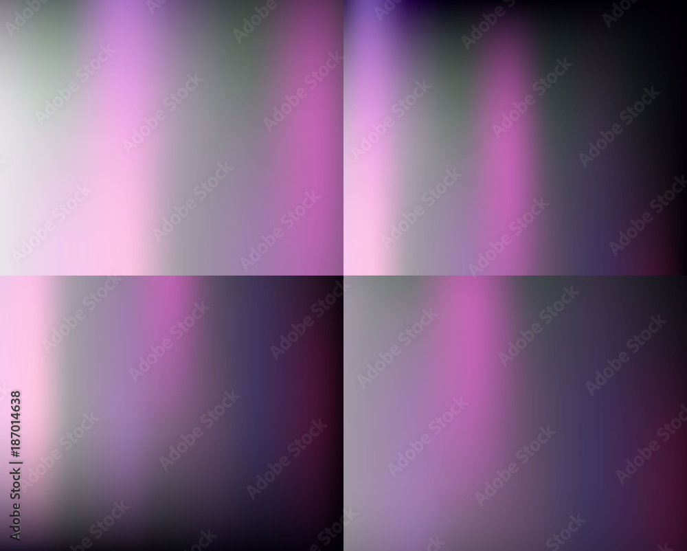 Set of magenta lilac and gray glowing gradient abstract background. 