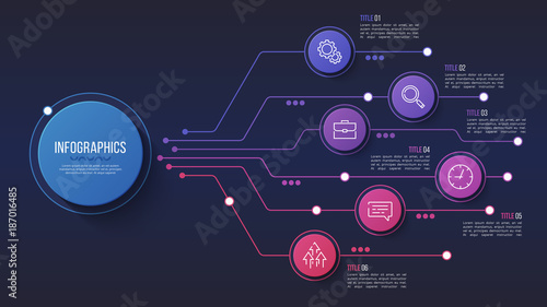 Vector 6 options infographic design, structure chart, presentation template.