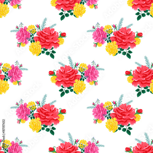 Fototapeta Naklejka Na Ścianę i Meble -  rose cute seamless pattern2-01