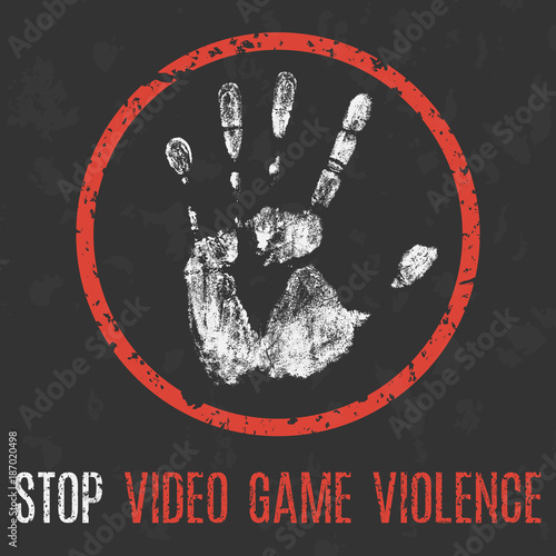Social problems of humanity. Stop video game violence.
